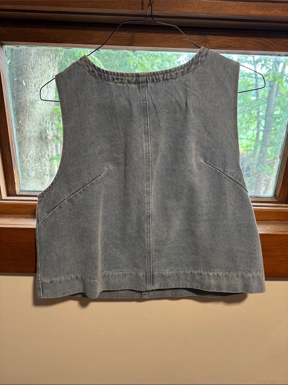 Forever 21 Washed Gray Denim Crop Tank